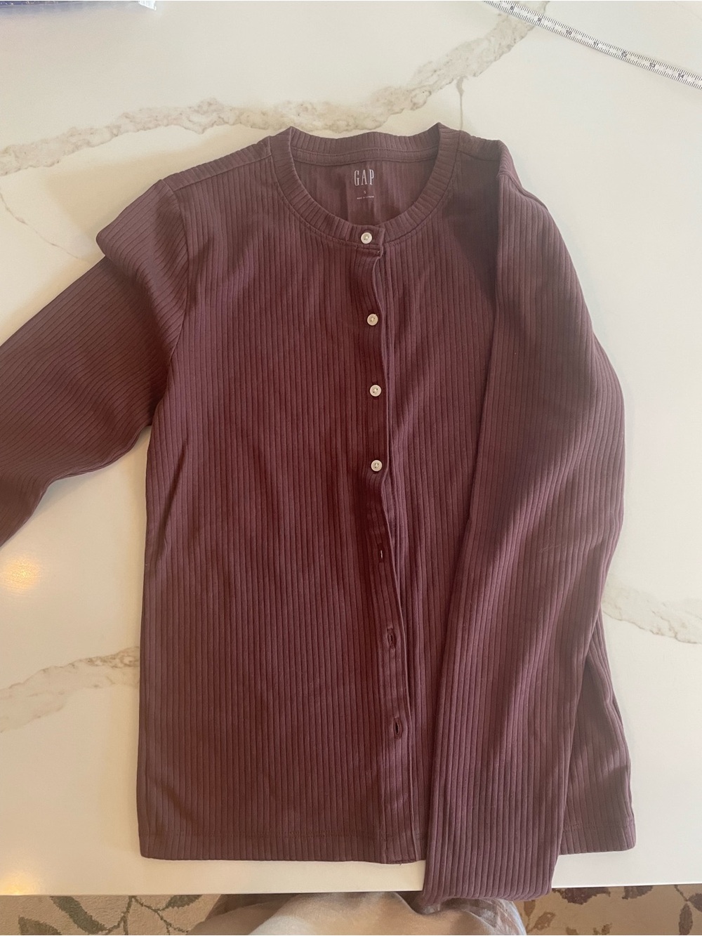 GAP Ribbed Button-Front Top - Dusty Rose